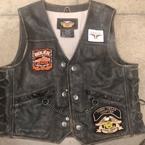 Men’s Harley Davidson Leather Vest, XL, with patches